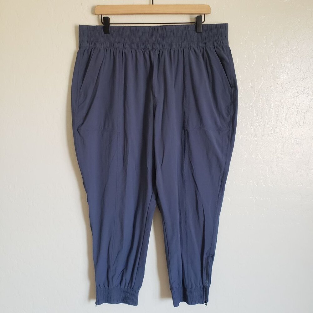 CALIA High-Rise Woven Workwear Jogger Pants Blue Ardosia Sz Womens XXL Zip Ankle